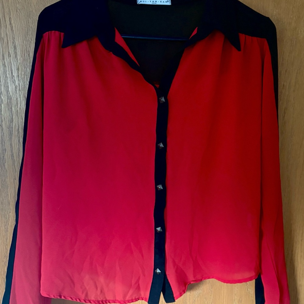 Stylish Red and Black Women's Top